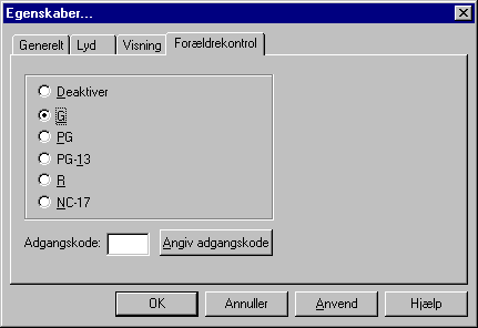 egenskabsside for for&aelig;ldrekontrol
